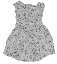 Bílé lehké květované šaty s motýlky 