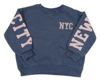 Modrá mikina s růžovým nápisem Primark 