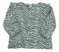 Zeleno-bílé vzorované triko s vlnkami 