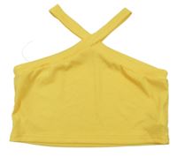 Žlutý žebrovaný crop top 