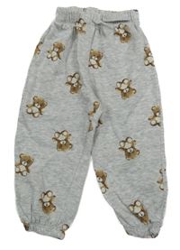 Světlešedé melírované tepláky s medvídky H&M
