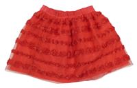 Červená tylová sukně s květy H&M