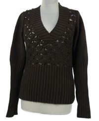 Dámský kávový děrovaný svetr Mexx