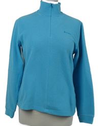 Dámská tyrkysovo-bílá pruhovaná fleecová funkční mikina s rolákem Odlo