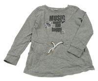 Šedé teplákové šaty s flitrovými hvězdami a nápisy Pocopiano