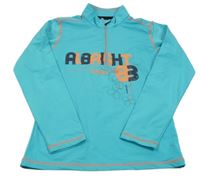 Tyrkysová sportovní mikina s nápisy Albright