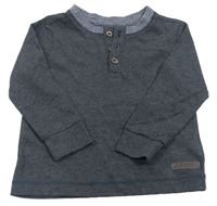 Tmavomodré melírované triko s knoflíčky Mothercare