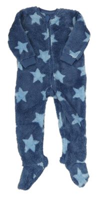 Tmavomodrý chlupatý overal s hvězdami zn. Dunnes stores 