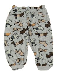 Šedé plyšové pyžamové kalhoty s pejsky zn. Primark