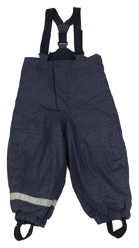 Tmavomodré melírované šusťákové funkční oteplovačky s kšandami H&M