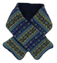 Šedo-modro-zelená vzorovaná pletená šála 