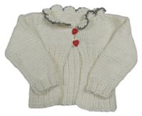 Bílý propínací svetr s límečkem 