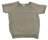 Hnědo-bílé pruhované pletené tričko H&M