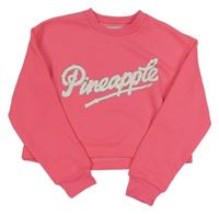 Neonově růžopvá crop mikina Pineapple