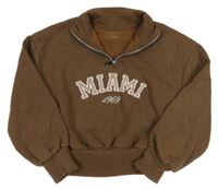 Hnědá crop mikina s nápisem Primark