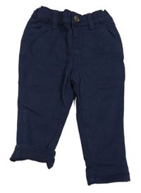 Tmavomodré plátěné podšité chino kalhoty Denim Co.