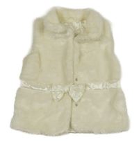 Smetanová kožešinová podšitá vesta s mašlí Mothercare