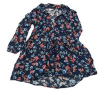Tmavomodré květované šaty F&F