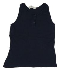 Tmavomodrý top s perforovaným vzorem a knoflíky H&M