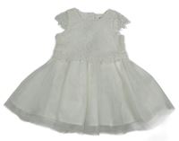 Bílé krajkovo/tylové slavnostní šaty Primark