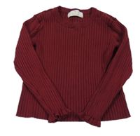Vínový žebrovaný svetr H&M