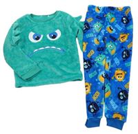 Modro-zelené chlupaté pyžamo s příšerkami zn. Pep&Co.