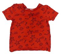 Červené tričko s hvězdičkami a nápisy Minoti