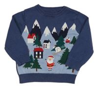 Tmavomodrý svetr s vánočním motivem zn. George 