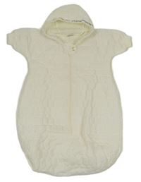 Bílý šusťákový prošívaný zateplený fusak s kapucí 