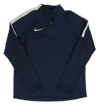 Tmavomodrá sportovní funkční mikina s pruhy Nike 