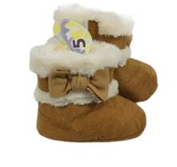 Nové - Béžové semišové zateplené válenky vel. 19