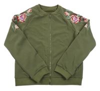 Khaki lehká bunda s květy C&A
