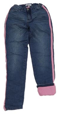 Tmavomodré podšité rifle s proužky John Baner