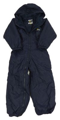 Tmavomodrá šusťáková zimní voděodolná kombinéza s kapucí Wetplay