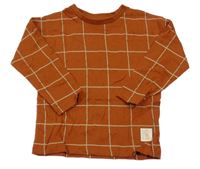 Cihlovo-béžové kostkované triko Dunnes