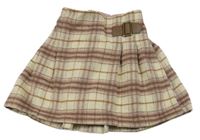 Béžovo-růžová kostkovaná vlněná sukně Next