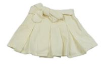 Nové - Smetanová sametová manšestrová skládaná sukně s páskem Caracol 