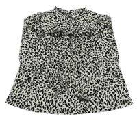 Smetanovo-černá vzorovaná halenka s volánky Next