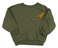 Olivová oversize mikina s dinosaurem George 