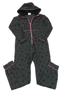 Tmavošedo-růžová kombinéza s hvězdičkami a kapucí Yigga 