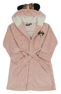 Světlerůžový chlupatý župan s kapucí - Minnie Disney