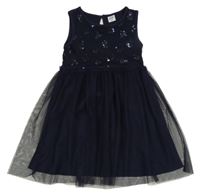 Tmavomodré síťované šaty s flitry Kiki&Koko