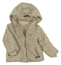 Béžová šusťáková zimní parka s odepínací kapucí Fagottino