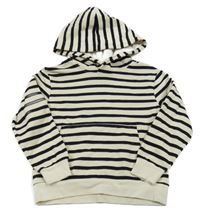 Smetanovo-černá pruhovaná mikina s klokankou a kapucí H&M