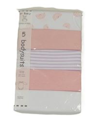 Nové - 5pack - 2x - růžové + 3x bílé body se vzorem a dlouhým rukávem Dunnes