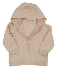 Světlerůžová propínací mikina s volánky a kapucí George