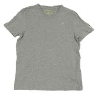 Šedé melírované tričko s logem Tom Tailor