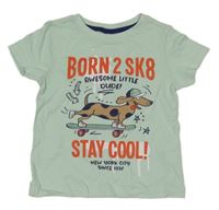 Světlemodré tričko s pejskem a nápisy Infinity 