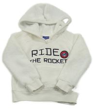 Bílá chlupatá mikina s raketou a kapucí Lupilu