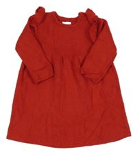 Červené úpletové žebrované šaty s volánky F&F